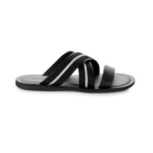 Bally Men's Sasha Slide Textile and Leather Black Sandals 9 US 6234150 NIB $450